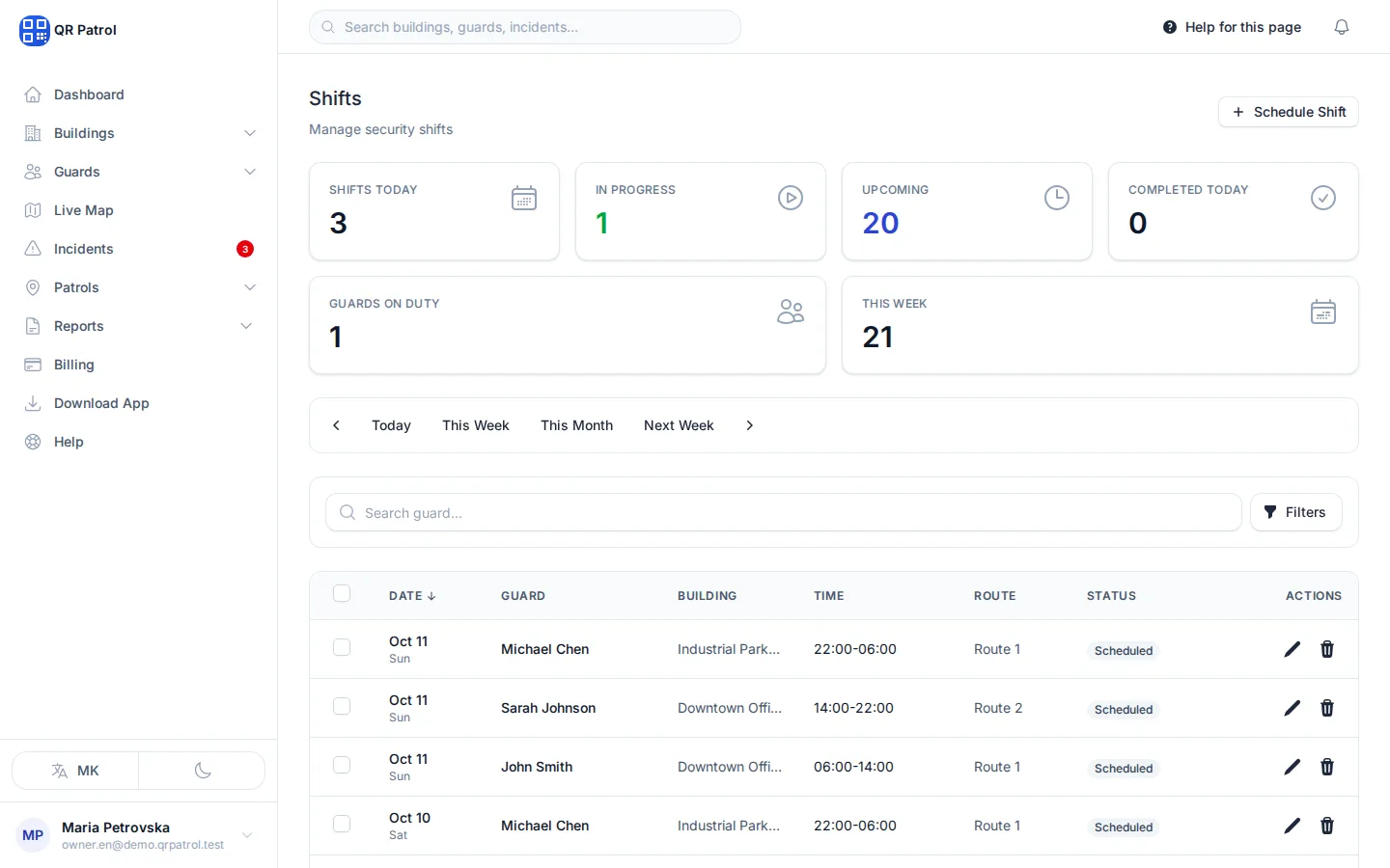 Click Schedule Shift.